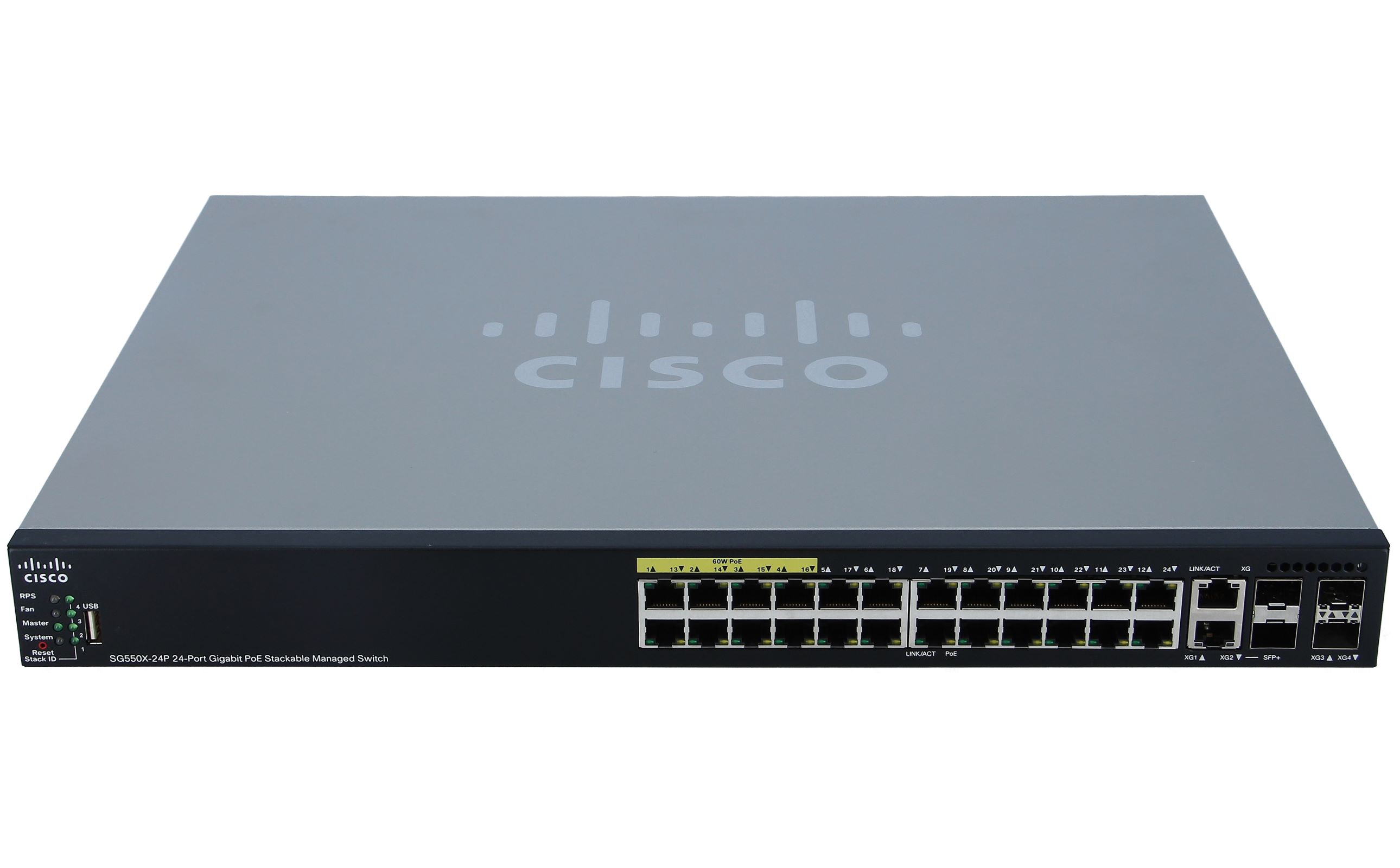 Cisco - SG550X-24P-K9-EU - SG550X-24P 24-port Gigabit PoE Stackable Switch  - Switch - 1.000 Mbps
