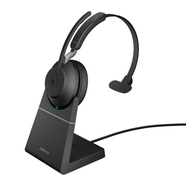 Jabra - 5706991023022 - Evolve2 65 MS Mono - Headset - on-ear - convertible - Bluetooth - wireless - USB-C - noise isolating - black - with charging stand - Certified for Microsoft Teams