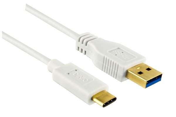 DINIC - USBC-CA-1DI - USB 3.1-Kabel Typ C Stecker/USB3.0 Stecker 1m wei?