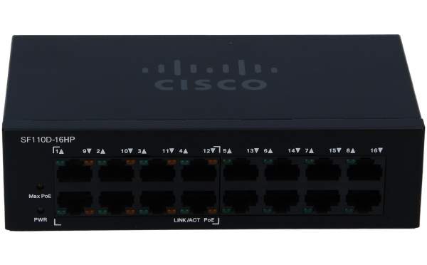 Cisco - SF110D-16HP-EU - Small Business SF110D-16HP - Switch - 100 Mbps - 16-Port - Rack-Modul