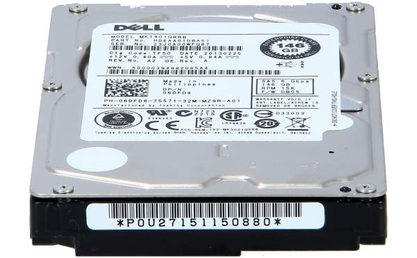 Toshiba - 6DFD8 - Hard Disk Drive Dell 146GB 15K SAS 6G 2.5 512n 32MB 6DFD8 - Disco rigido - Serial Attached SCSI (SAS)
