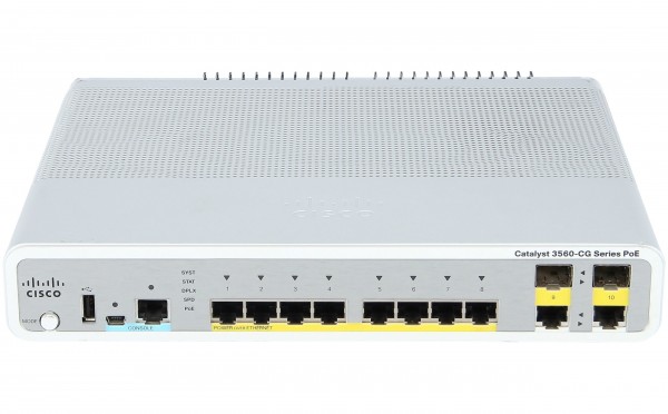 Cisco - WS-C3560CG-8PC-S - Catalyst 3560C Switch 8 GE PoE(+), 2 x Dual Uplink, IP Base
