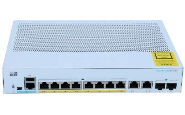 Cisco - CBS350-8P-E-2G-EU - 8 x 10/100/1000 (PoE+) + 2 x combo SFP - L3 - Managed