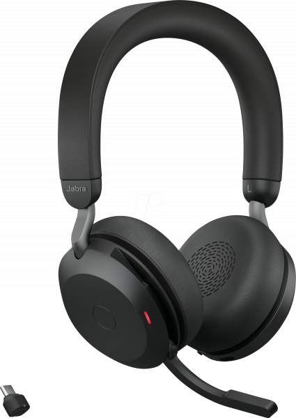 Jabra - 27599-989-899 - Evolve2 75 - Headset - on-ear - Bluetooth - wireless - active noise cancelling - USB-C - noise isolating - black - Optimised for UC