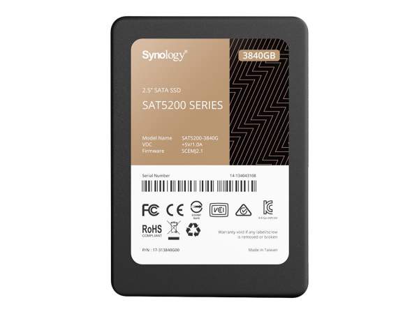 Synology - SAT5200-3840G - Solid state drive - 3.84 TB - internal - 2.5" - SATA 6Gb/s