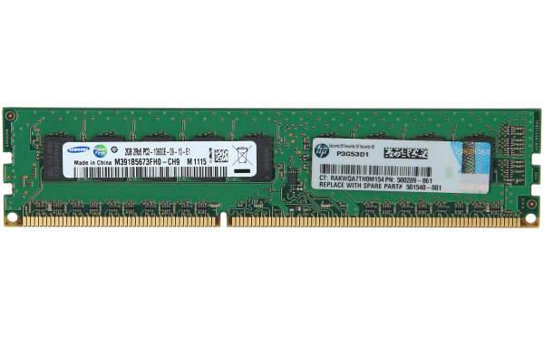 HP - 500670-B21 - HP 2GB (1x2GB) Dual Rank x8 PC3-10600 (DDR3-1333) Unbuffered CAS-9 Memory Kit