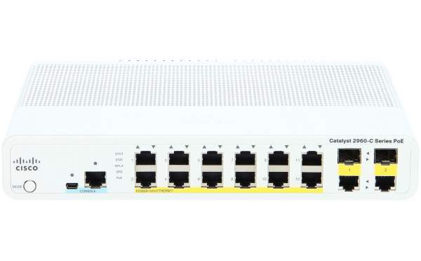Cisco - WS-C2960C-12PC-L - Catalyst 2960C Switch 12 FE PoE, 2 x Dual Uplink, Lan Base