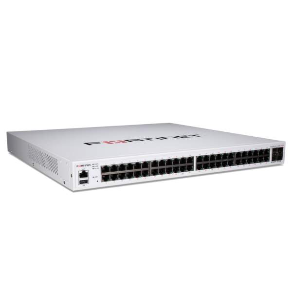 Fortinet - FS-448E-POE - Layer 2/3 FortiGate switch controller compatible switch with 48 GE RJ45, 4x 10 GE SFP + ports, 48 port PoE+