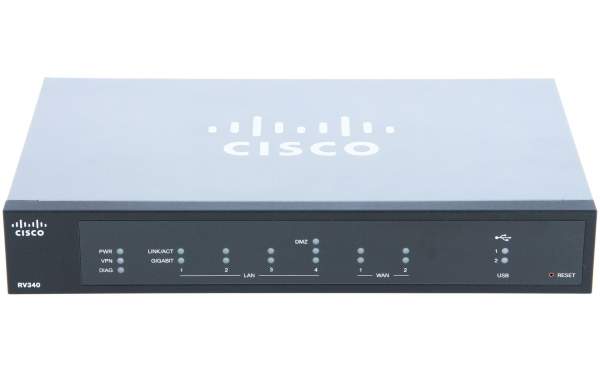 Cisco - RV340-K9-G5 - RV340 Eingebauter Ethernet-Anschluss Schwarz Kabelrouter