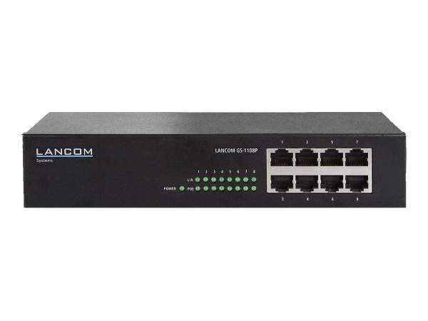 LANCOM - 61430 - GS-1108P - Switch - unmanaged - 8 x 10/100/1000 (PoE+) - PoE+ (60 W)