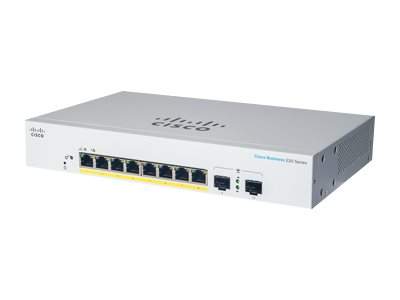 Cisco - CBS220-8FP-E-2G-EU - Business 220 Series CBS220-8FP-E-2G - Switch - smart - 8 x 10/100/1000 (PoE+) + 2 x Gigabit SFP (uplink) - rack-mountable - PoE+ (130 W)
