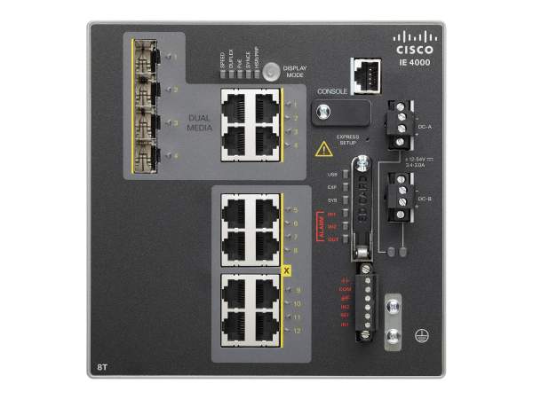 Cisco - IE-4000-8T4G-E - IE 4000 8 x RJ45 10/100M, 4 x 1G Combo, LAN Base