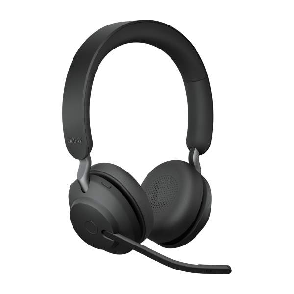 Jabra - 26599-989-889 - Evolve2 65 UC Stereo - Headset - on-ear - Bluetooth - wireless - USB-C - noise isolating - black - with charging stand