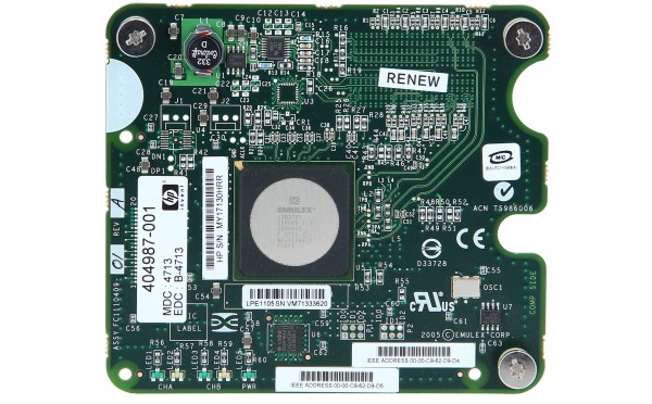 HPE - 404987-001 - HP Emulex LPe1105 FC Dual Channel 4Gb, PCI-E-to-Fibre HBA