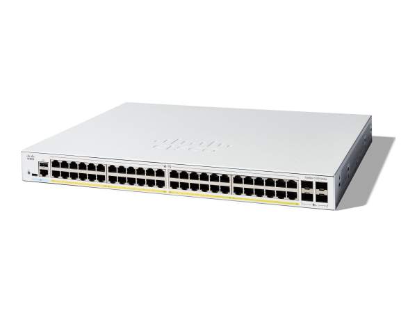 Cisco - C1200-48P-4X - Catalyst 1200 - Switch - L3 - smart - 48 x 10/100/1000 (PoE+) + 4 x 10 Gigabit SFP+ - rack-mountable - PoE+ (375 W)