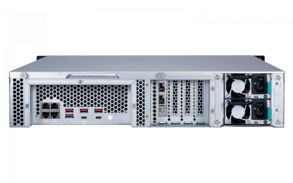 QNAP - TS-1283XU-RP-E2124-8G - TS-1283XU-RP - NAS server - 12 bays - rack-mountable - SATA 6Gb/s - RAID 0 1 5 6 10 50 - JBOD - RAM 8 GB - Gigabit Ethernet / 10Gbps SFP+ - iSCSI support - 2U