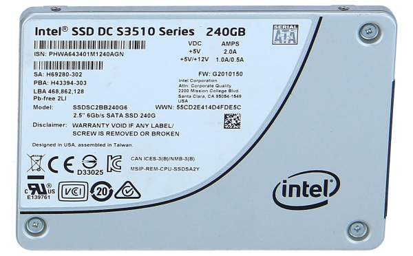 Intel - SSDSC2BB240G6 - DC S3510 - 240 GB - 2.5" - 500 MB/s - 6 Gbit/s