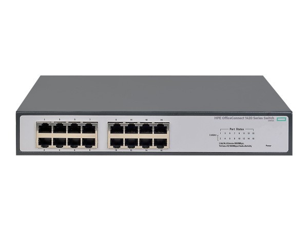 HPE - JH016A - OfficeConnect 1420 16G - Non gestito - L2 - Gigabit Ethernet (10/100/1000) - Full duplex - Montaggio rack - 1U