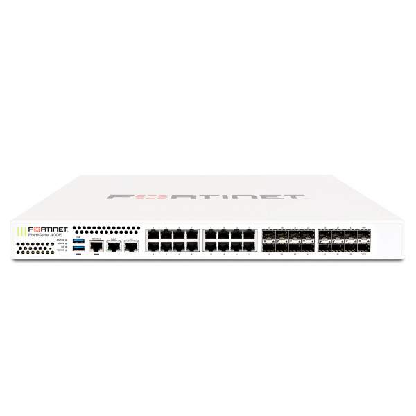Fortinet - FG-400E - 18 x GE RJ45 ports (including 1 x MGMT port, 1 X HA port, 16 x switch ports), 16 x GE SFP slots, SPU NP6 and CP9 hardware accelerated