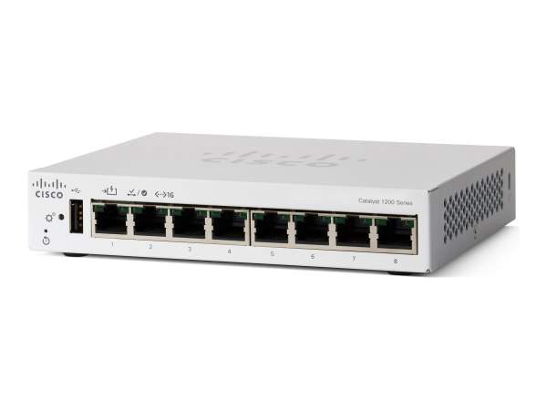 Cisco - C1200-8T-D - Catalyst 1200 - Switch - gigabit ethernet - L3 - smart - 8 x 10/100/1000 - desktop - PoE (67 W)