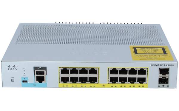Cisco - WS-C2960L-16PS-LL - Catalyst 2960L-16PS-LL - Gestito - L2 - Gigabit Ethernet (10/100/1000) - Supporto Power over Ethernet (PoE) - Montaggio rack - 1U