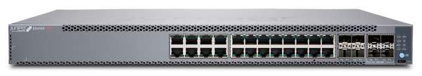 Juniper - EX4100-24P - 24-port 10/100/1000BASE-T PoE+ switch - 4x10GbE uplinks - 4x25GbE stacking/uplink ports - 1x redundant fan JPSU-920-AC-AFO included