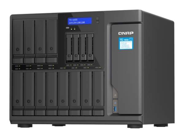 QNAP - TS-1655-8G - NAS server - 16 bays - SATA 6Gb/s - RAID 0 1 5 6 10 50 JBOD 60 - RAM 8 GB - 2.5