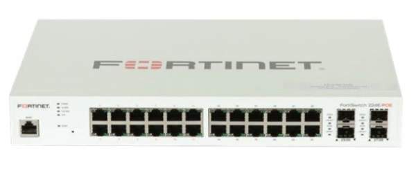 Fortinet - FS-224E - Layer 2/3 FortiGate switch controller compatible switch with 24 GE RJ45 + 4 SFP ports. Fanless