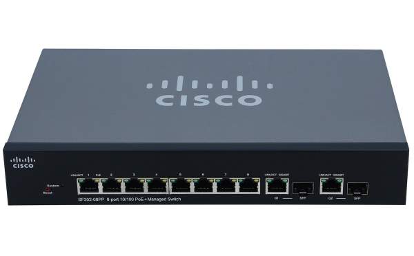 Cisco - SF302-08PP-K9-EU - Small Business SF302-08PP - Switch - 100 Mbps - 8-Port - Rack-Modul