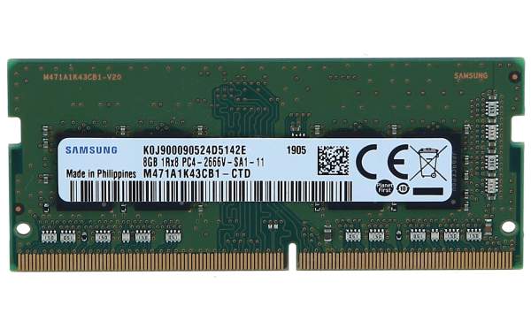 Samsung - M471A1K43CB1-CTD - DDR4 - module - 8 GB - SO-DIMM 260-pin - 2666 MHz / PC4-21300 - CL19 - 1.2 V - unbuffered - non-ECC