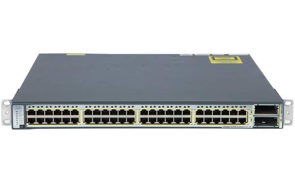 Cisco - WS-C3750E-48PD-S - Catalyst 3750E 48 10/100/1000 PoE+2*10GE(X2),750W,IPB s/w