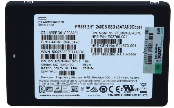 HPE - P02760-001 - 240GB SATA Solid State Drive - Serial ATA - 2.5"