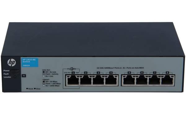HP - J9802A - 1810-8G v2 Switch - Managed - 8 x 10/100/1000 - desktop - wandmontierbar - ohne Netzte