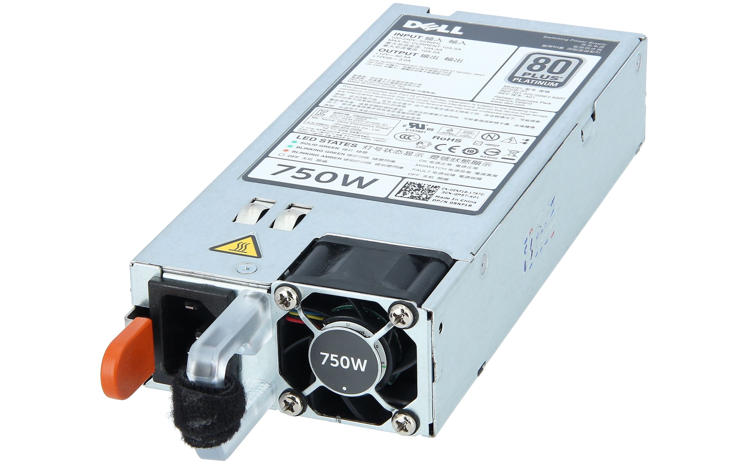Certified Refurbished DELL PE R520/R620/R720/R720XD/T320/T420 750W POWER SUPPLY 5NF18 