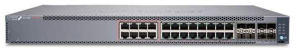 Juniper - EX4100-24MP - Multigigabit 24 port - PoE++(up to 90 W) switch - 8x100 MB/ 1GbE/2.5GbE/5GbE/10GbE + 16x10 MB/100 MB/1GbE, 4x10GbE uplinks, 4x25GbE stacking/uplink ports - redundant fans