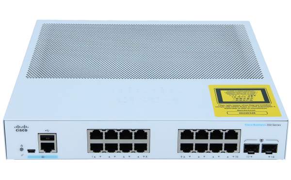 Cisco - CBS350-16T-2G-EU - 16 x 10/100/1000 + 2 x Gigabit SFP - L3 - Managed
