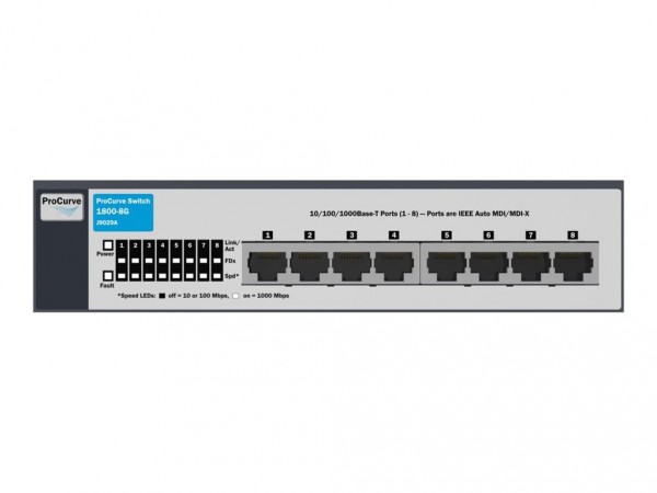 HPE - J9029A#ABB - ProCurve Switch 1800-8G - Switch - 1.000 Mbps - 8-Port