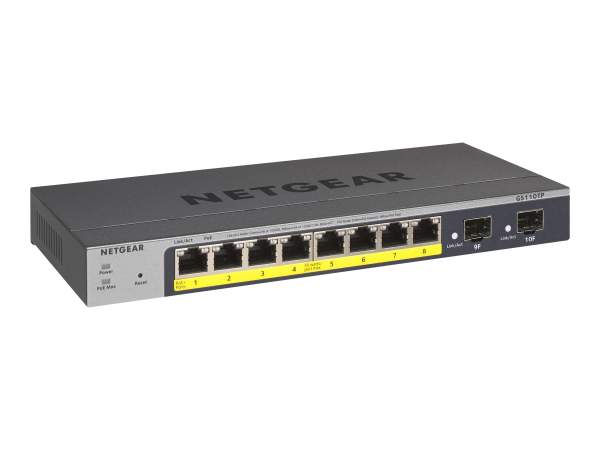 Netgear - GS110TP-300EUS - Smart GS110TPv3 - Switch - Smart - 8 x 10/100/1000 (PoE) - + 2 x SFP - PoE+ (55 W)