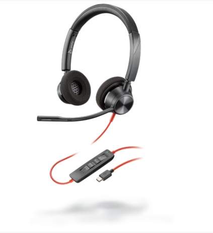 Poly - 214013-01 - Blackwire 3320 - Microsoft Teams - 3300 Series - headset - on-ear - wired - USB-C