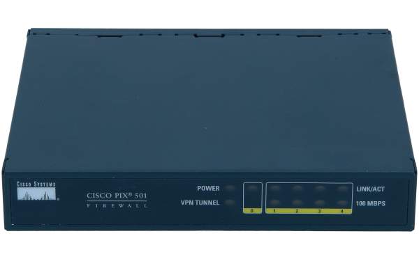 Cisco - PIX-501 - 501 CHASSIS (CHASSIS SOFTWARE 1FE + 4 FE PORT SWITCH) - 60 Mbit/s - 133 MHz - X.509,PPPoE,NAT/PAT,SCCP,ILS,RTSP - SNMP - 8 MB - 16