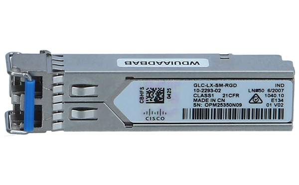 Cisco - GLC-LX-SM-RGD - SFP (mini-GBIC) transceiver module - GigE - 1000Base-LX - 1000Base-LH - LC/PC - up to 10 km - 1310 nm