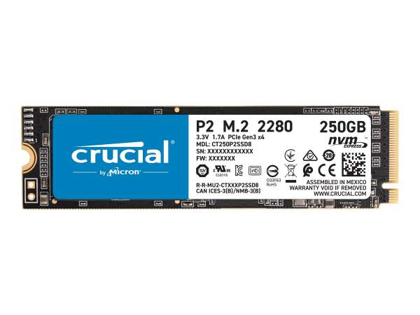 Crucial - CT250P2SSD8 - 250 GB SSD - internal - M.2 2280 - PCI Express 3.0 x4 (NVMe)