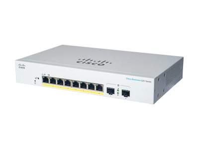 Cisco - CBS220-8P-E-2G-EU - Business 220 Series CBS220-8P-E-2G - Switch - smart - 8 x 10/100/1000 (PoE+) + 2 x Gigabit SFP (uplink) - rack-mountable - PoE+ (67 W)