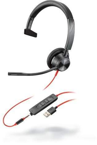 Poly - 214014-01 - Blackwire 3315 - Microsoft Teams - 3300 Series - headset - on-ear - wired - USB - 3.5 mm jack - Certified for Microsoft Teams