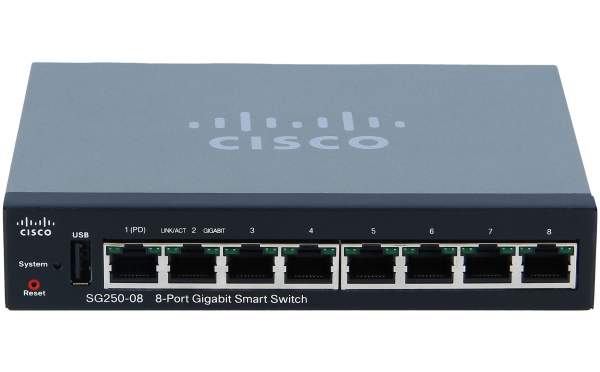 Cisco - SG250-08-K9-EU - Cisco SG250-08-K9-EU - 250 Series SG250-08 - 8 Port Switch - L3 - Smart