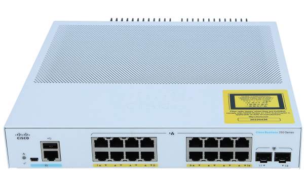 Cisco - CBS350-16P-2G-EU - 16 x 10/100/1000 (PoE+) + 2 x Gigabit SFP - L3 - Managed