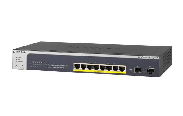 Netgear - GS510TPP-100EUS - GS510TPP - Gestito - L2/L3/L4 - Gigabit Ethernet (10/100/1000) - Full duplex - Supporto Power over Ethernet (PoE) - Montaggio rack