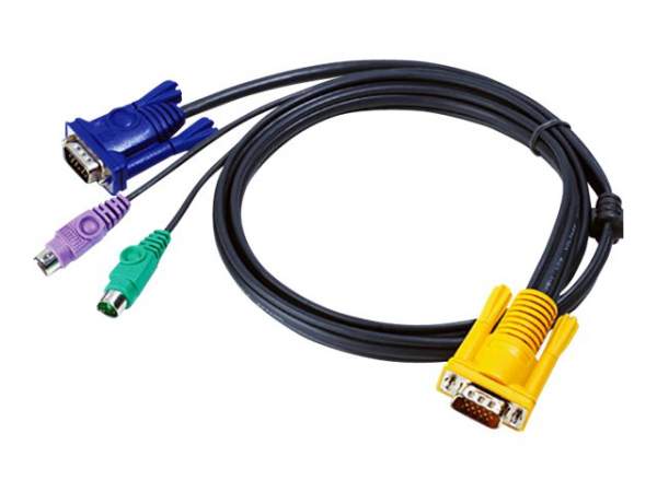 ATEN - 2L-5203P - Keyboard / video / mouse (KVM) cable - DB-15 (M) to PS/2 - HD-15 (VGA) (M) - 3 m