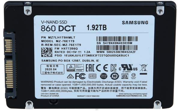 Samsung - MZ-76E1T9E - 860 DCT MZ-76E1T9E - Solid-State-Disk - 1.9 TB - intern - 2.5" (6.4 cm)