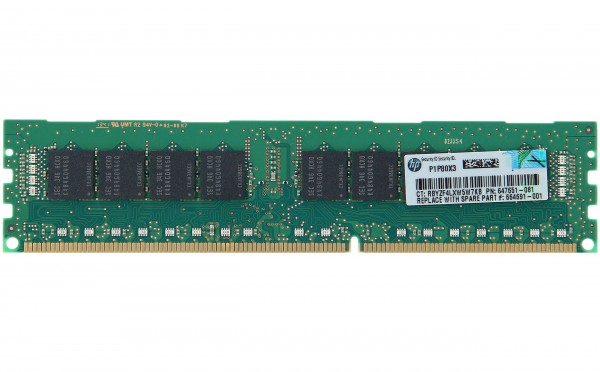 HPE - 647651-081 - 647651-081 - 8 GB - 1 x 8 GB - DDR3 - 1600 MHz - 240-pin DIMM - Nero - Verde